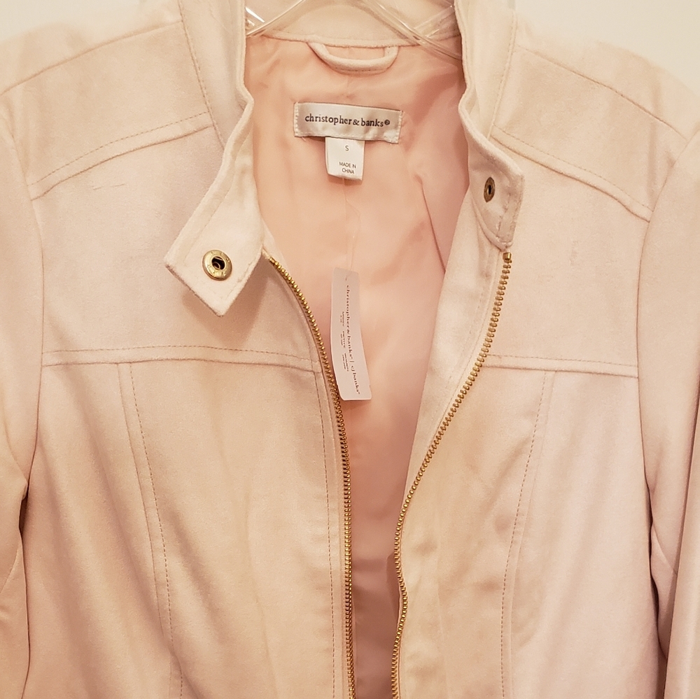 Pale Pink Faux Suede Jacket